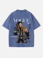 Rihanna Print Round Neck T-shirt