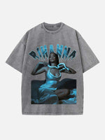 Rihanna Print Round Neck T-shirt