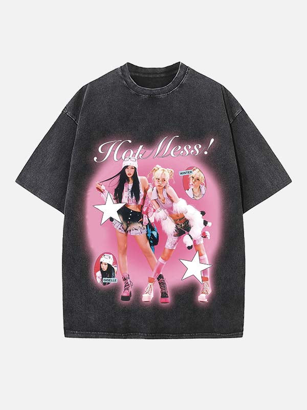 Aespa Print Round Neck T-shirt