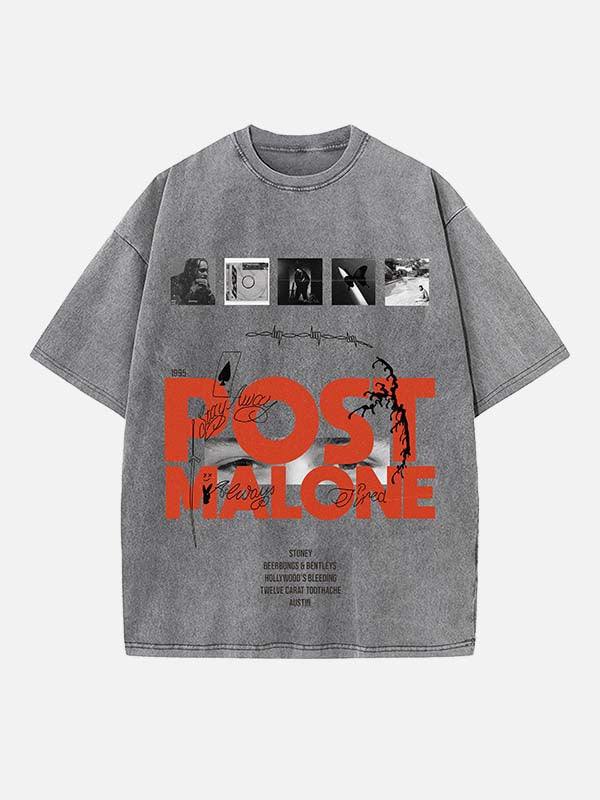 Post Malone Print Round Neck T-shirt