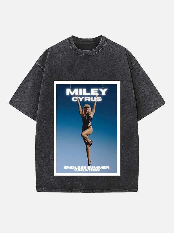 Miley Cyrus Print Round Neck T-shirt