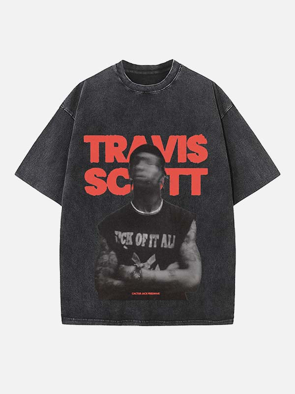 Travis Scott Print Round Neck T-shirt