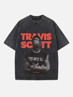 Travis Scott Print Round Neck T-shirt
