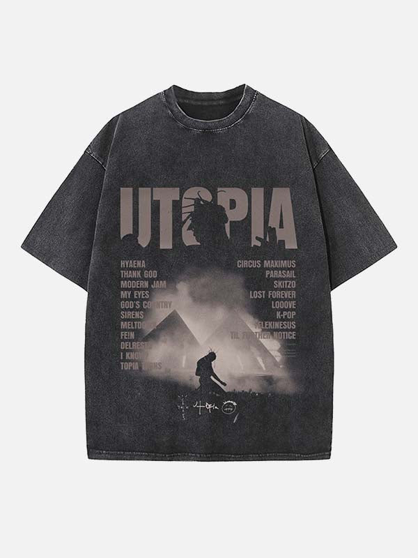 Travis Scott Print Round Neck T-shirt