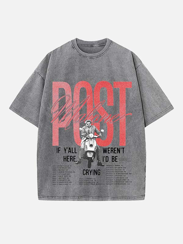 Post Malone Print Round Neck T-shirt