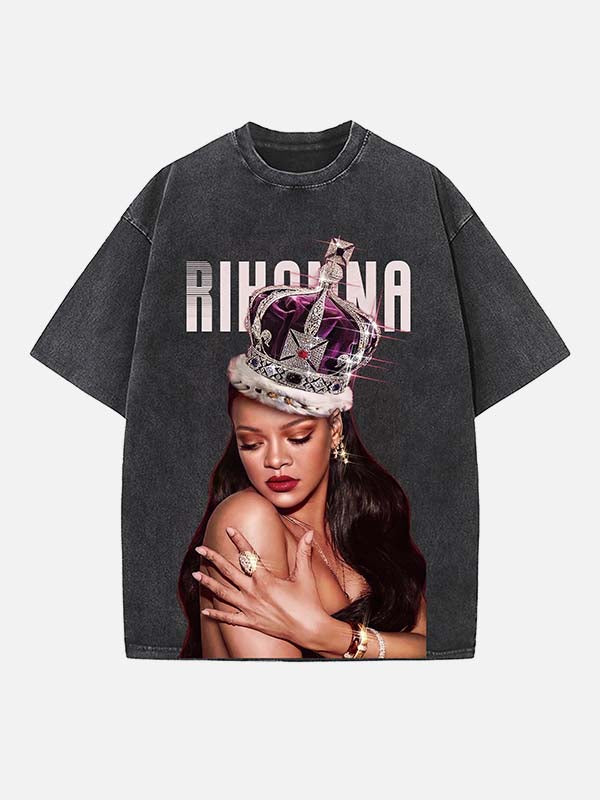 Rihanna Print Round Neck T-shirt