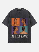 Alicia Keys Print Round Neck T-shirt