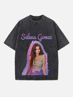 Selena Gomez Print Round Neck T-shirt
