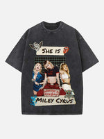 Miley Cyrus Print Round Neck T-shirt