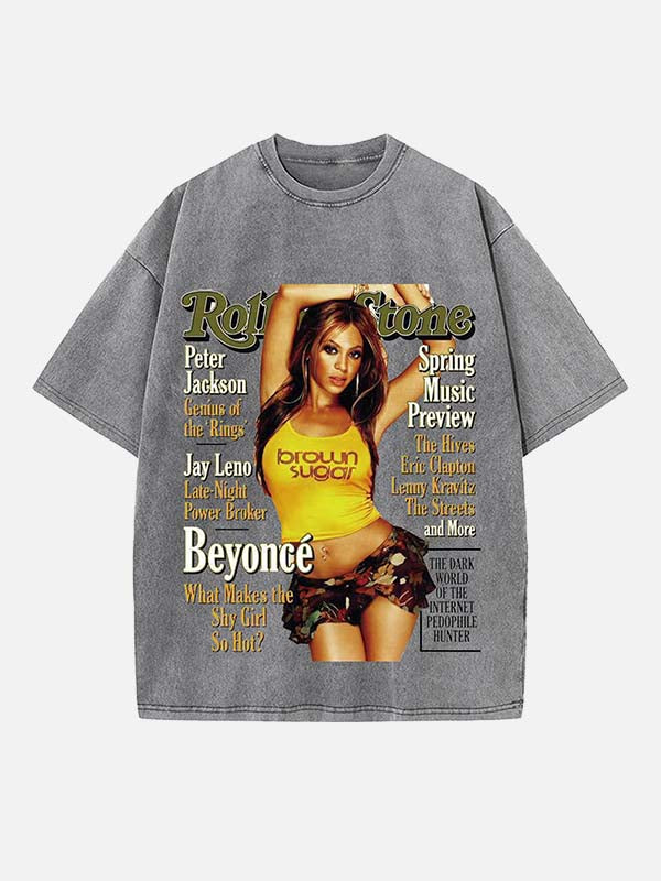 Beyoncé Print Round Neck T-shirt