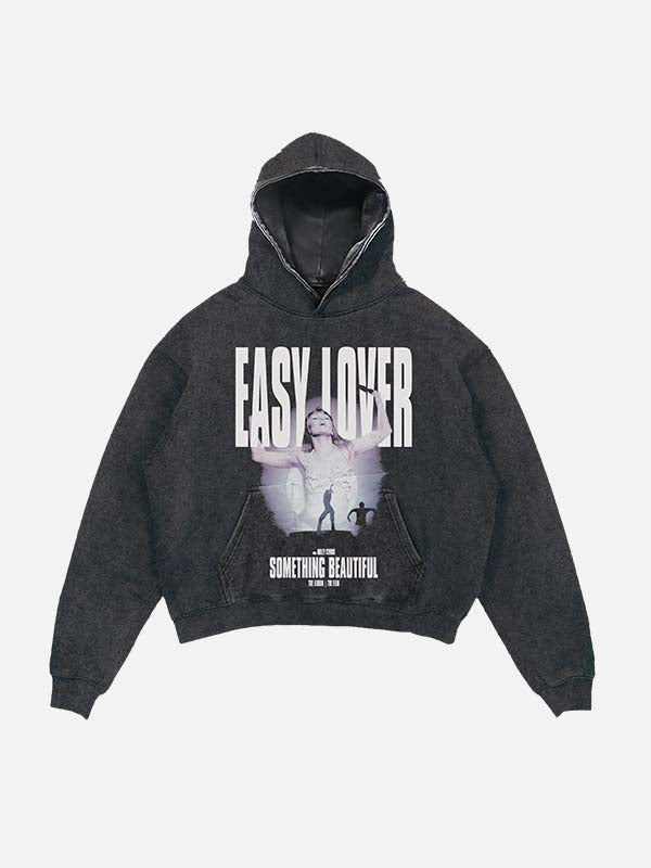 Miley Cyrus Print Slant Pockets Hoodie