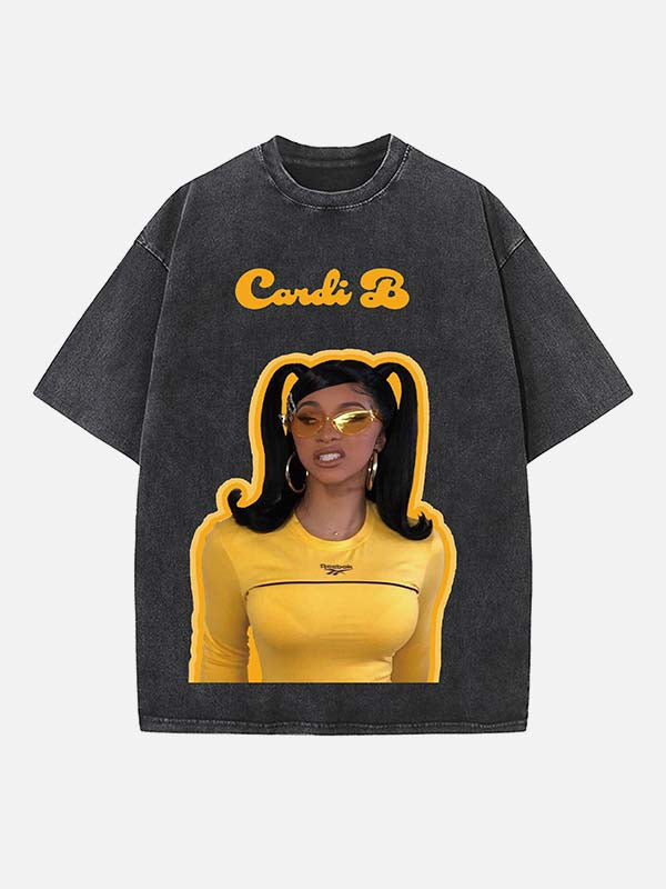 Cardi B Print Round Neck T-shirt