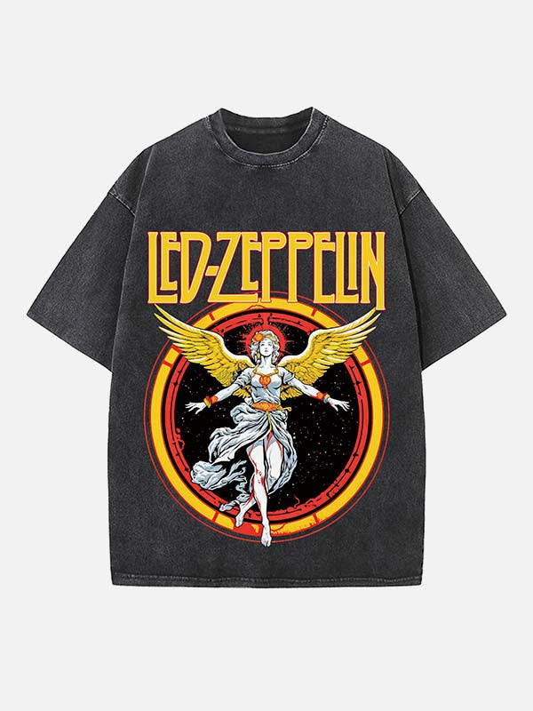 Led Zeppelin Print Round Neck T-shirt
