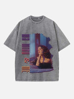 Selena Gomez Print Round Neck T-shirt
