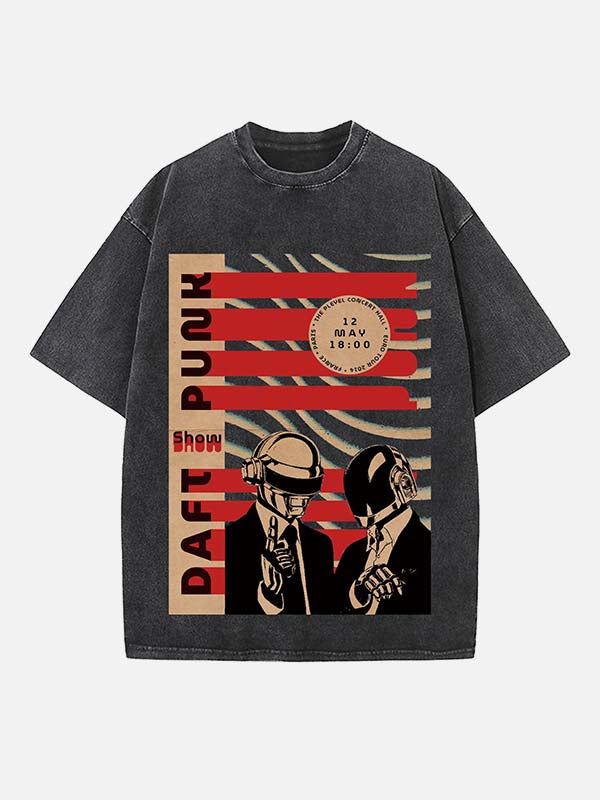 Daft Punk Print Round Neck T-shirt