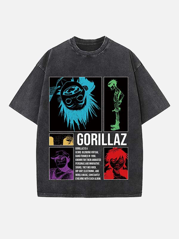 Gorillaz Print Round Neck T-shirt
