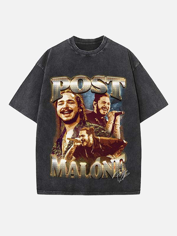 Post Malone Print Round Neck T-shirt