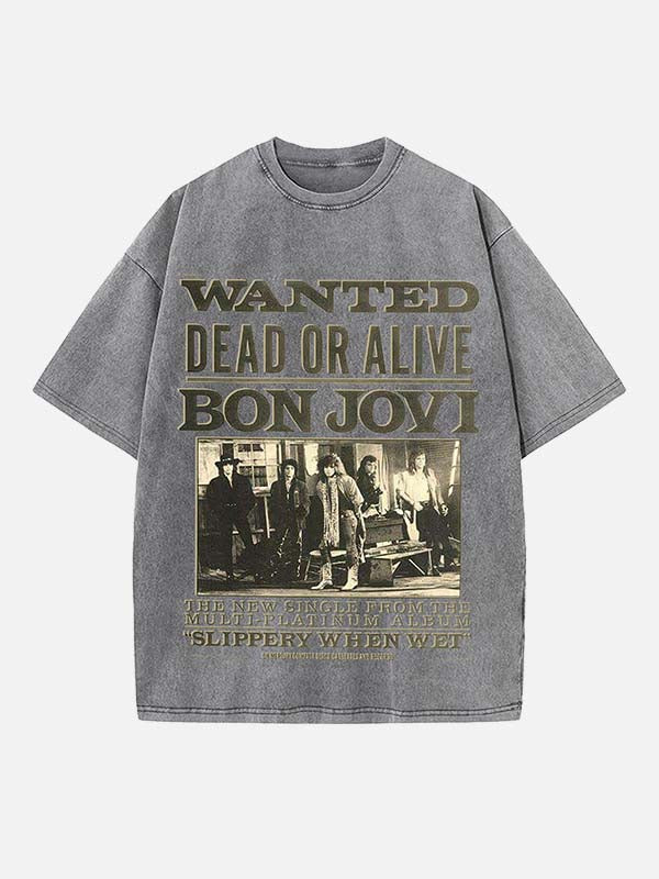 Bon Jovi Print Round Neck T-shirt