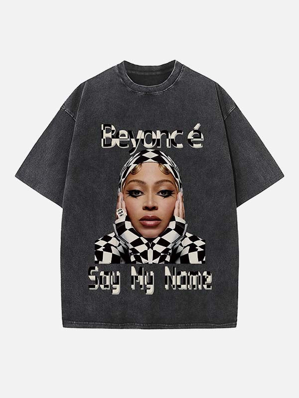 Beyoncé Print Round Neck T-shirt