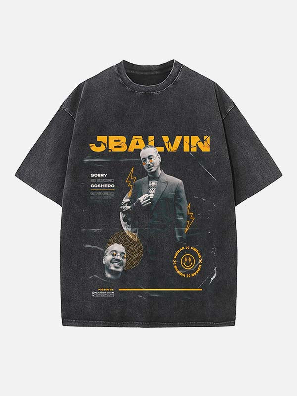 J Balvin Print Round Neck T-shirt