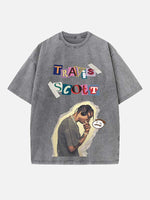 Travis Scott Print Round Neck T-shirt
