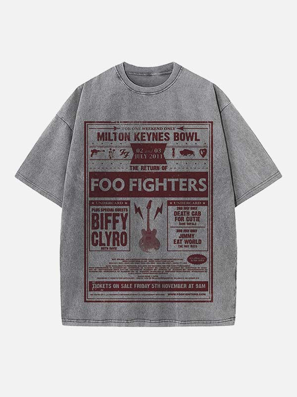 Foo Fighters Print Round Neck T-shirt