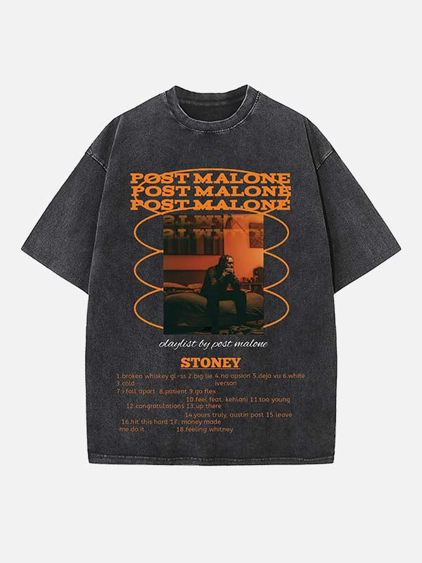 Post Malone Print Round Neck T-shirt