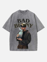 Bad Bunny Print Round Neck T-shirt