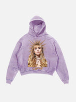 Miley Cyrus Print Slant Pockets Hoodie