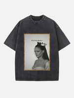 Rihanna Print Round Neck T-shirt
