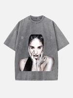 Demi Lovato Print Round Neck T-shirt