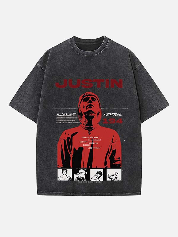 Justin Bieber Print Round Neck T-shirt