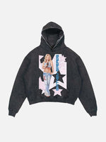 Britney Spears Print Slant Pockets Hoodie