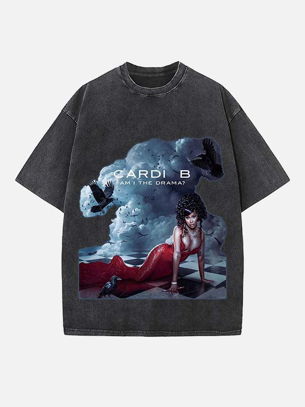 Cardi B Print Round Neck T-shirt