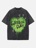 Green Day Print Round Neck T-shirt
