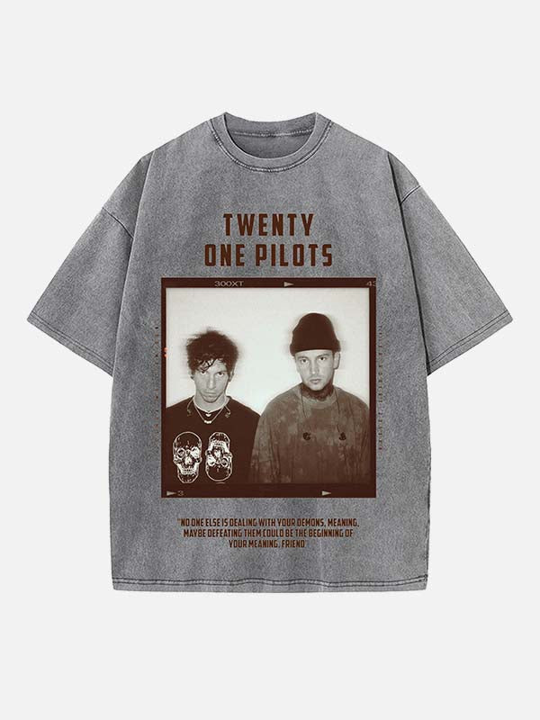 Twenty One Pilots Print Round Neck T-shirt