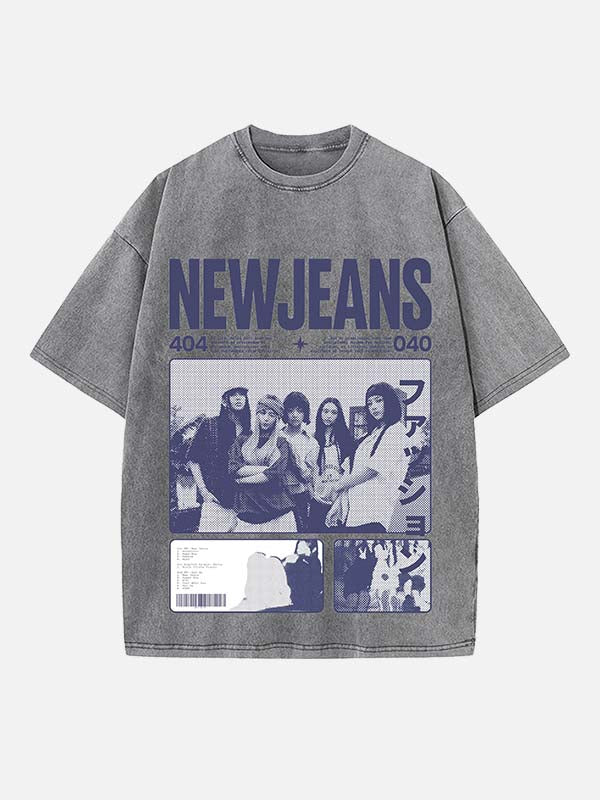 NewJeans Print Round Neck T-shirt