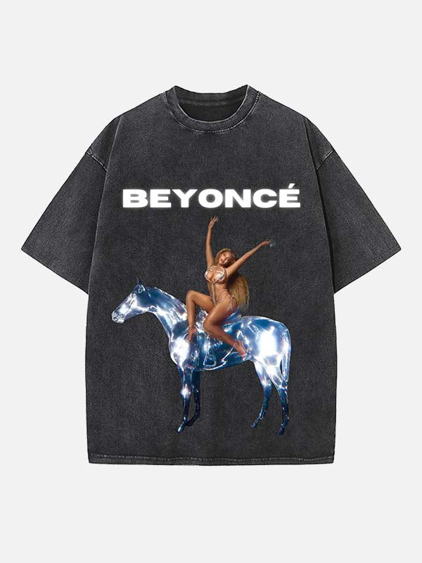 Beyoncé Print Round Neck T-shirt