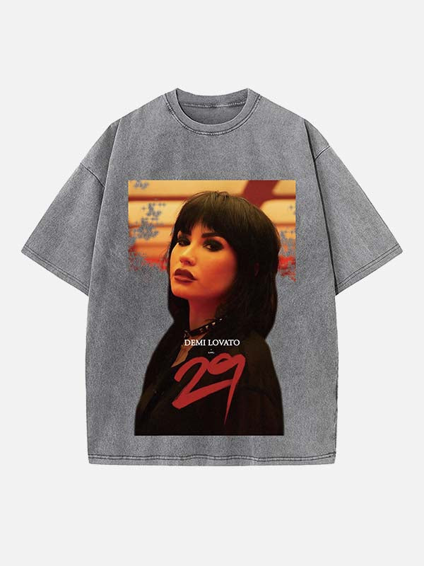 Demi Lovato Print Round Neck T-shirt