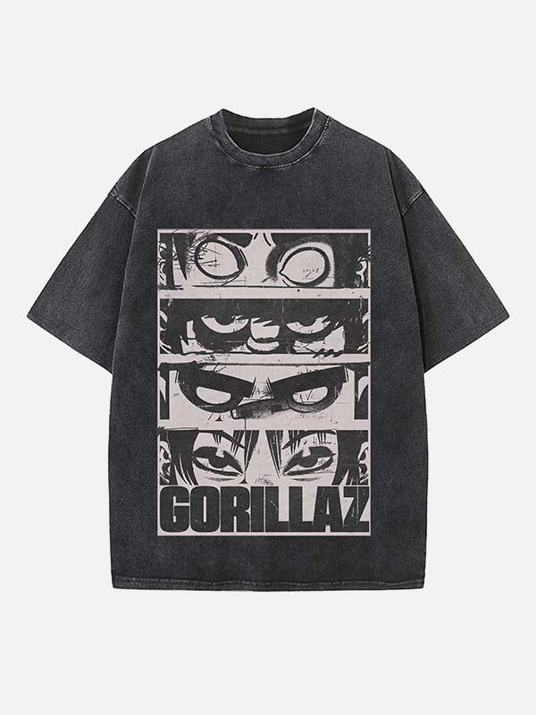 Gorillaz Print Round Neck T-shirt