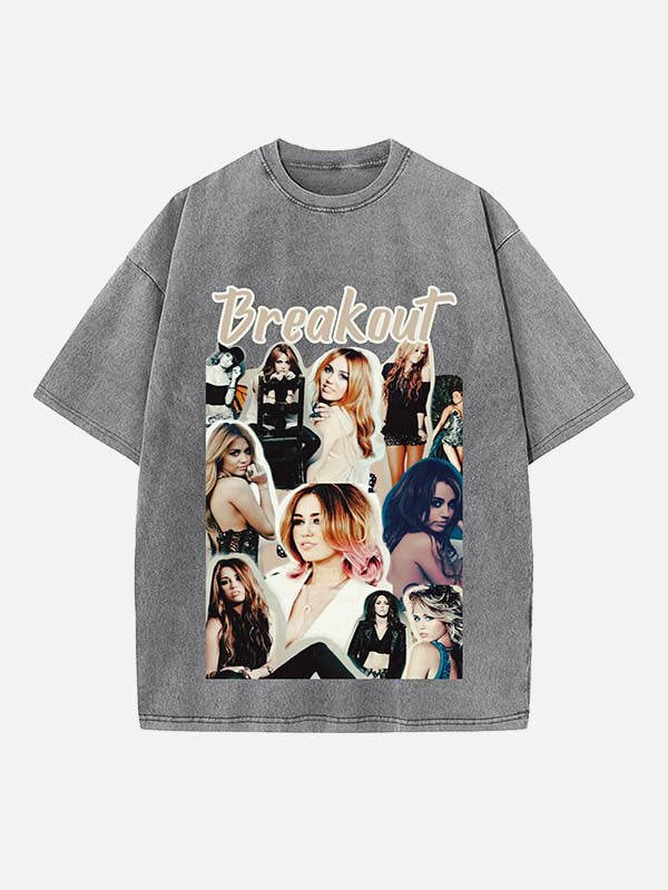 Miley Cyrus Print Round Neck T-shirt