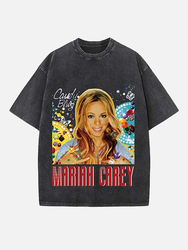 Mariah Carey Print Round Neck T-shirt