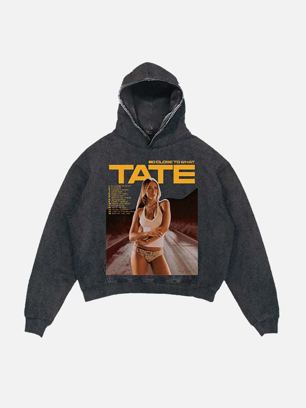 Tate McRae Print Slant Pockets Hoodie