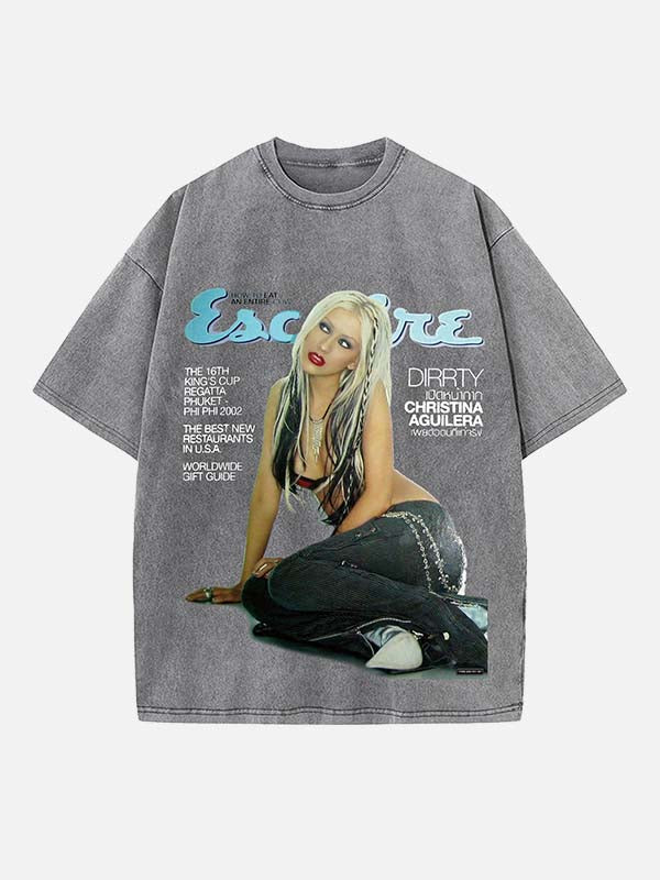 Christina Aguilera Print Round Neck T-shirt