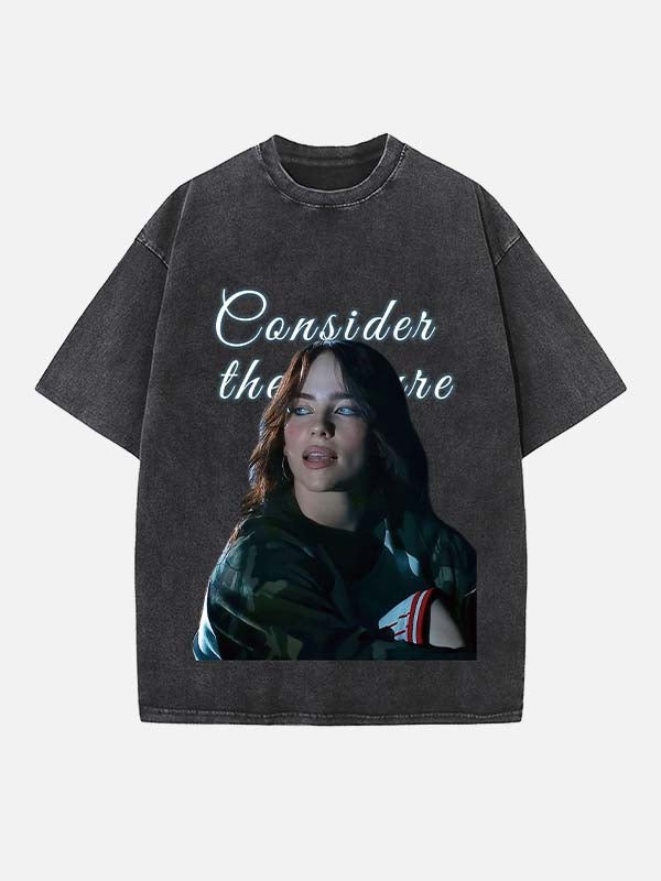 Billie Eilish Print Round Neck T-shirt
