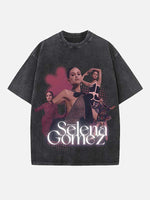 Selena Gomez Print Round Neck T-shirt