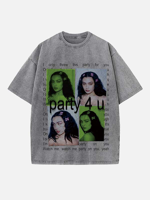 Charli xcx Print Round Neck T-shirt