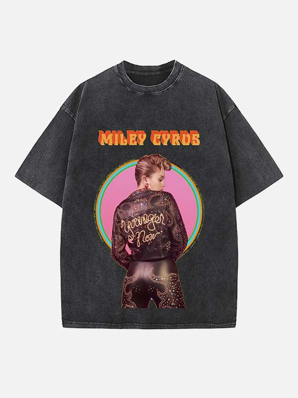 Miley Cyrus Print Round Neck T-shirt