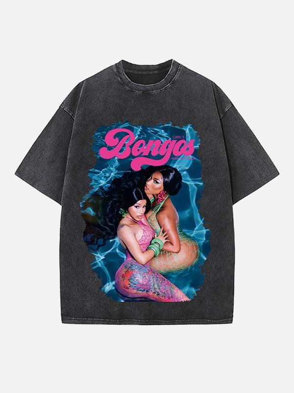 Cardi B Print Round Neck T-shirt