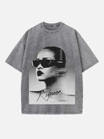 Rihanna Print Round Neck T-shirt